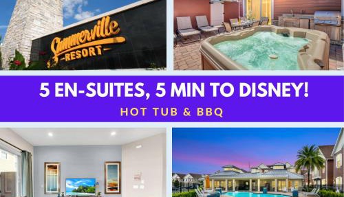 5 BR 6 BA Luxury Villa 5 min to Disneyworld Hot Tub & BBQ 112