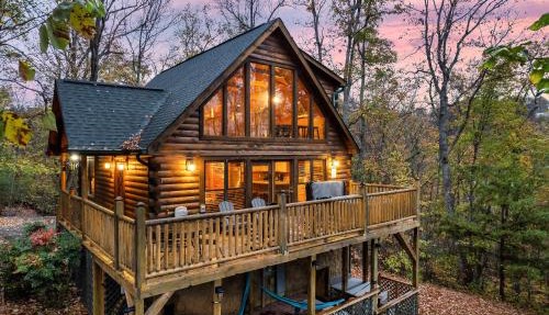 Deja View Serene Mountain Cabin for a Family Get-away with a Hot tub Sauna Fire pit that is Pet Friendly