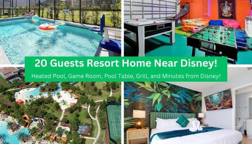 NEW 5 bed 4 bath, 20 Guests Resort Near Disney W PS5,BBQ, Pool