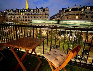 Typical Parisian apartment with balcony, Eiffel Tower